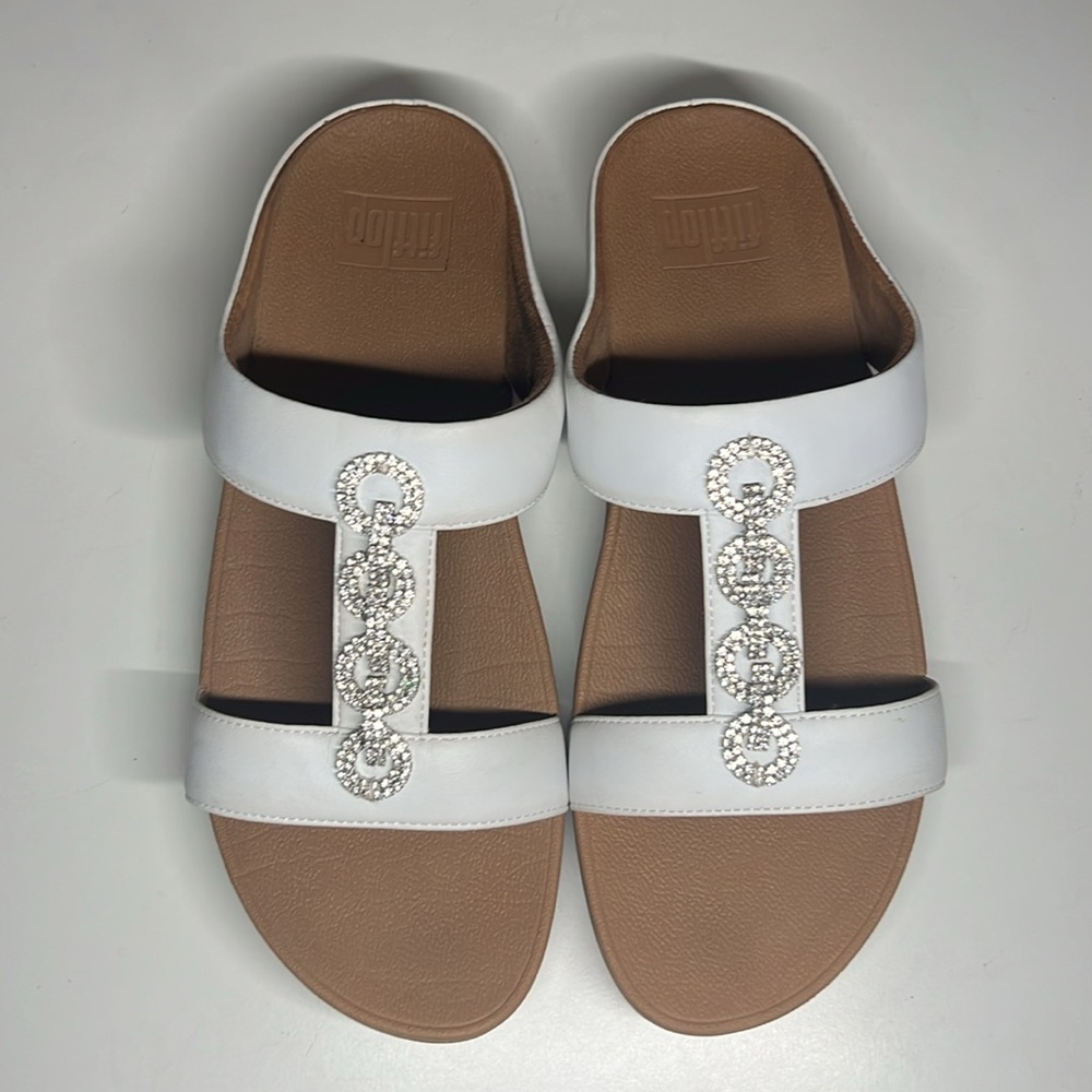 FitFlop Fino Mirror Dome Leather Sandals - Urban White Women’s Size 8 - Picture 6 of 16